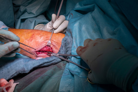 in an operation an elbow fracture is treated by doctors with a titanium plate