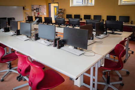 many computers are in the computer cabinet in a school