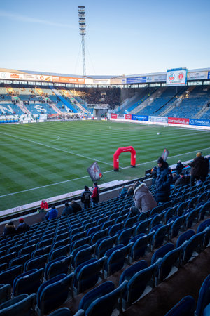 a view into the football stadium of FC Hansa Rostock a few minutes before kickoffのeditorial素材