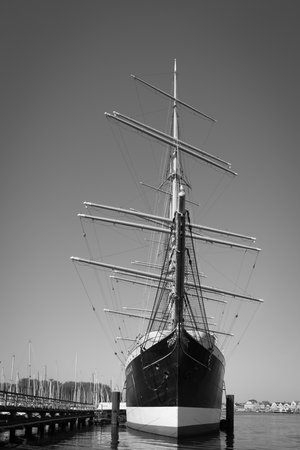 the historic sailing ship Passat is moored in the harbor of Luebeck Travemuendeのeditorial素材