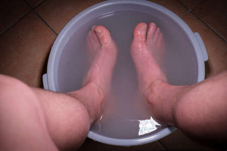 Feet bath in a foot bathの写真素材