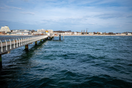 the 400 meter long pier of Groemitz at the Baltic Seaのeditorial素材