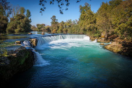 the famous waterfalls of Manavgat in Turkey with beautiful weatherの写真素材