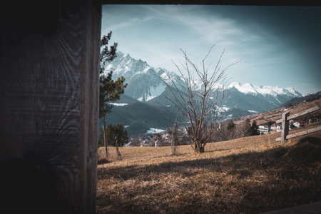 the view of the snow-covered Swiss Alps in the Winter