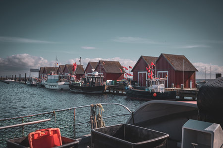 the fishing port in the white Wieck in Boltenhagenの写真素材