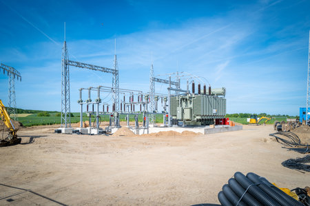 A new power station is built on a field