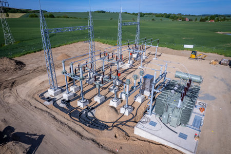 A new power station is built on a field
