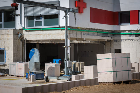 Construction site of a multi-storey building. Construction site.