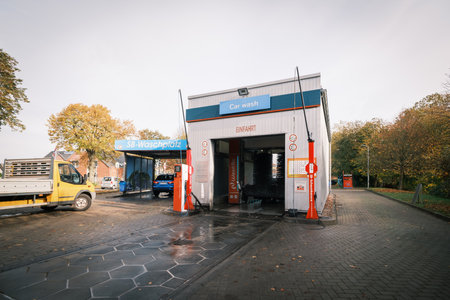 a car is washed in a car washの写真素材