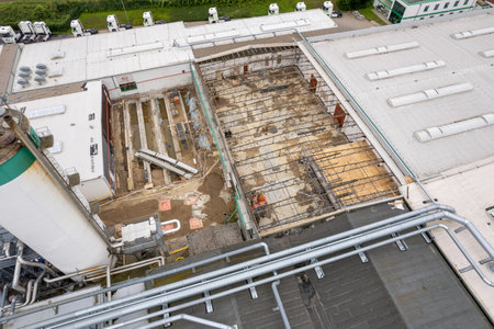 a Part of a huge factory is being renovatedの写真素材