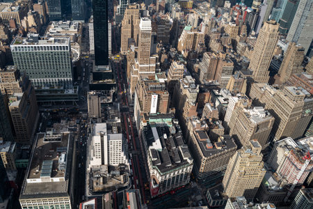 The iconic skyscrapers of New York seen from the Empire State Buildingの写真素材