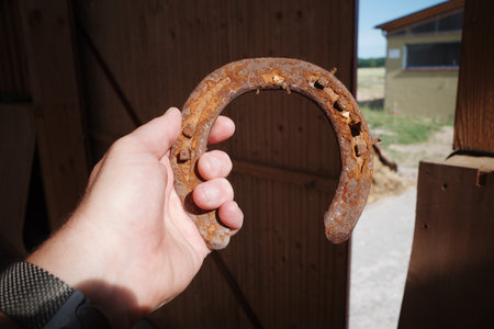 An old rusty horseshoeの写真素材