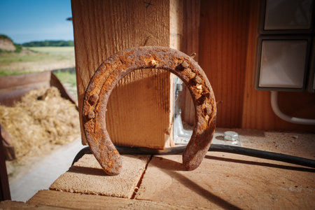An old rusty horseshoeの写真素材