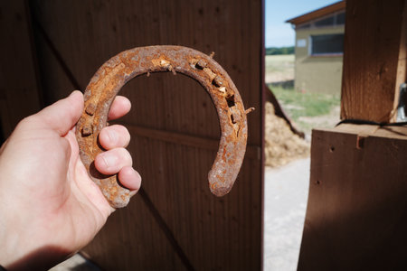 An old rusty horseshoeの写真素材