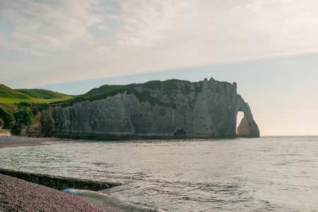 Beautiful coast, sea, beach, rocks. France, Normandy, Etretat.の写真素材