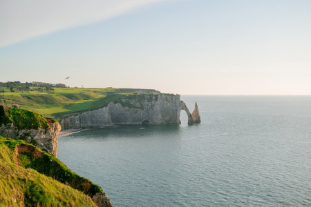 Beautiful coast, sea, beach, rocks. France, Normandy, Etretat.の写真素材