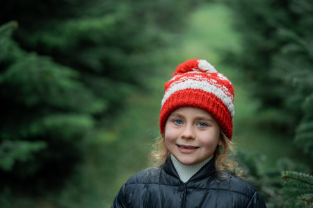 Cute little girl at the market. Holidays.