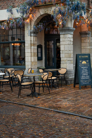 Belgian city of Ghent in rainy autumn weather. Europe.