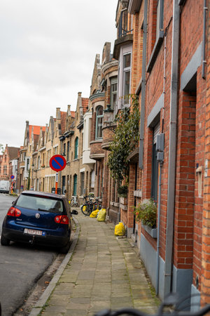 Landscape of the Belgian city of Bruges in autumn.の写真素材