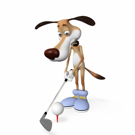 Dog playing golf outdoors in good weather.の写真素材