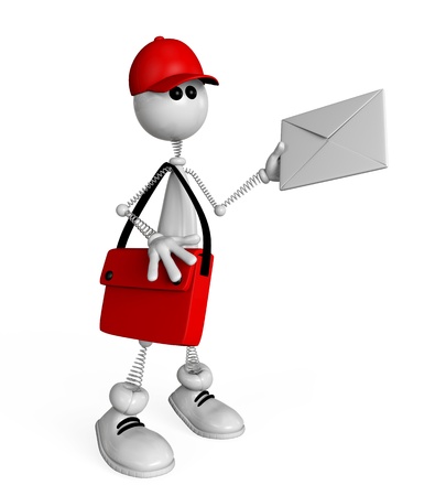 The mail carrier delivers letters and parcels.の写真素材