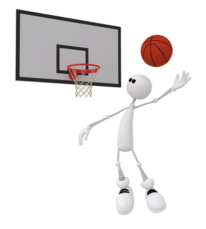 The white person on springs with a basketball ball.の写真素材