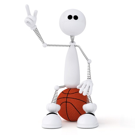 The white person on springs with a basketball ball.の写真素材