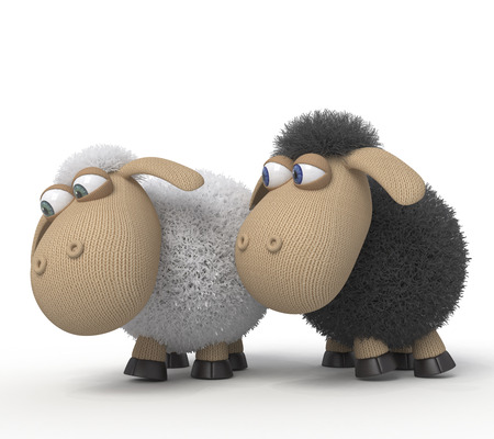 Couple of sheep in love on a lawnの写真素材