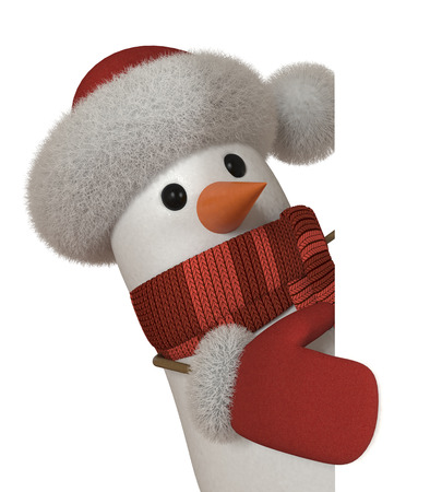 The New Year's snow character congratulates all on a holidayの写真素材