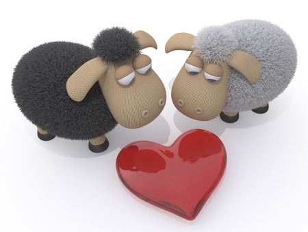 3d St. Valentine's Day is celebrated by all lambsの写真素材