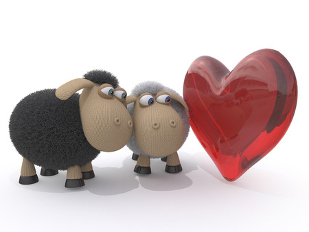 3d St. Valentine's Day is celebrated by all lambsの写真素材