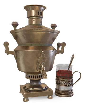 3D illustration an old Russian tradition of tea drinkingの写真素材