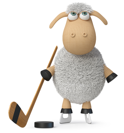 3d illustration farm animal playing ice hockey
の写真素材