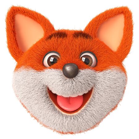 3d illustration cheerful fluffy forest animal with red hair