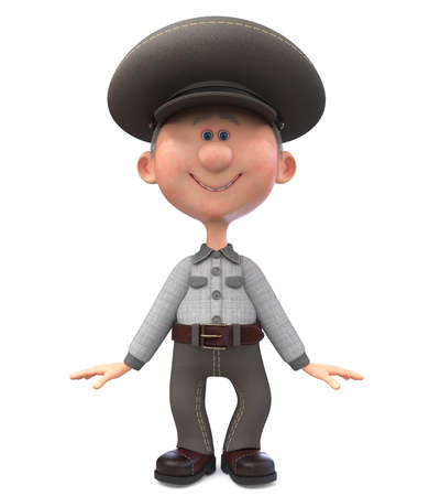 3d illustration of a little boy in a cap smilingの写真素材