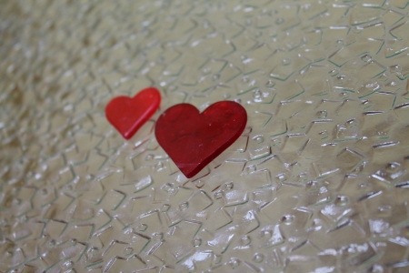 Small and big red heartsの写真素材