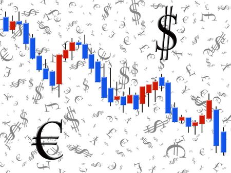 The schedule forex in the form of candles against the white backgroundの写真素材
