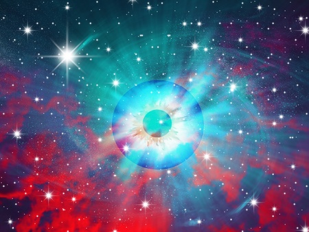 Rotating space galaxy of eyes of godの写真素材