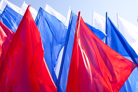 Developing the wind flags white red blue - Russiaの写真素材