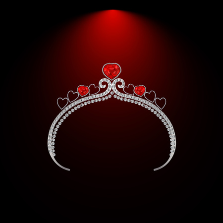 female headdress made of precious stones with ruby hearts illustrationのイラスト素材