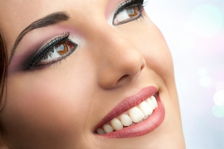 Macro cosmetic portrait of attractive young woman.の写真素材