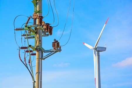 Wind power plants in the Czech Republic as a source of green energy. Turbine green energy...