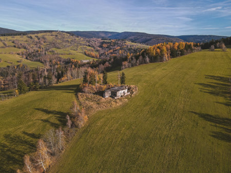 <p>A drone view of Rychlebske hory. Moravia, Czechia.</p>の写真素材