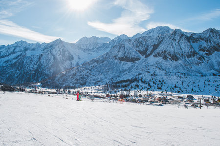 A snowy massif of the Alps. Ponte di Legno, Italy.の写真素材