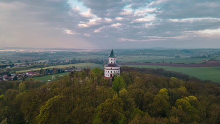 Romantic scenery of Humprecht chateau during sunrise, Czechiaのeditorial素材