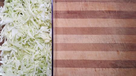 cabbage cut into a plateの写真素材