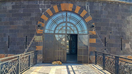 GYUMRI, SHIRAK PROVINCE / ARMENIA - SEPTEMBER 1, 2020. SEV bird or black fortress. Black castle. An abandoned Russian Imperial fortress. Tourist concept.の写真素材