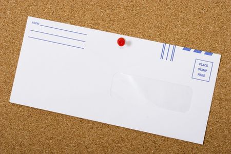 Bulletin board with a blank envelope that you can write your own message on