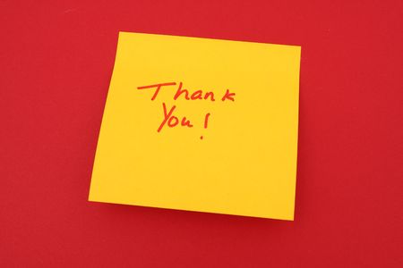 Thank you written on sticky note