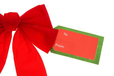 Blank gift tag with bowの写真素材